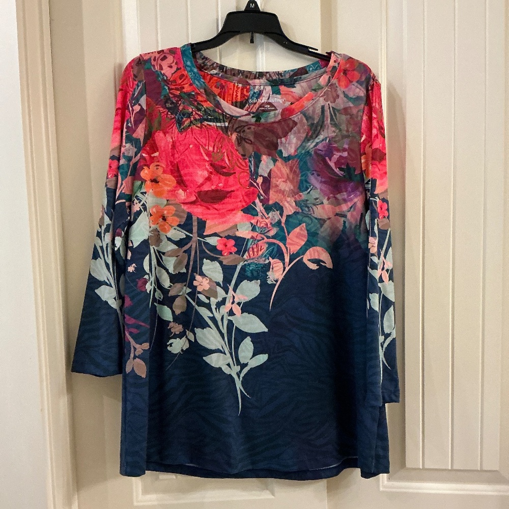 Soft Surroundings Large Tunic Multi color Floral
